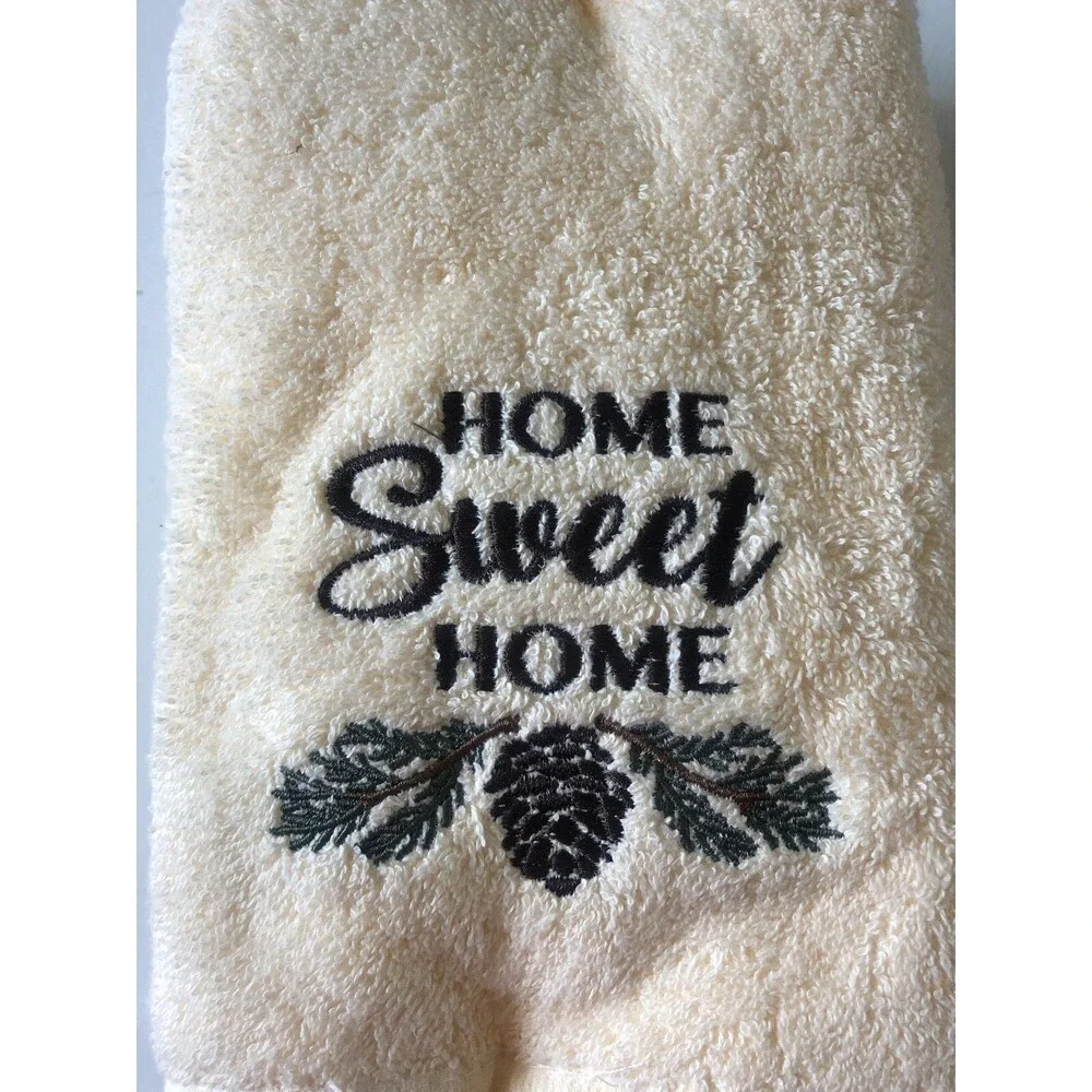 Traditions Hand Towels Home Sweet Home Embroidered Pinecone Cabin Camp Set of 2